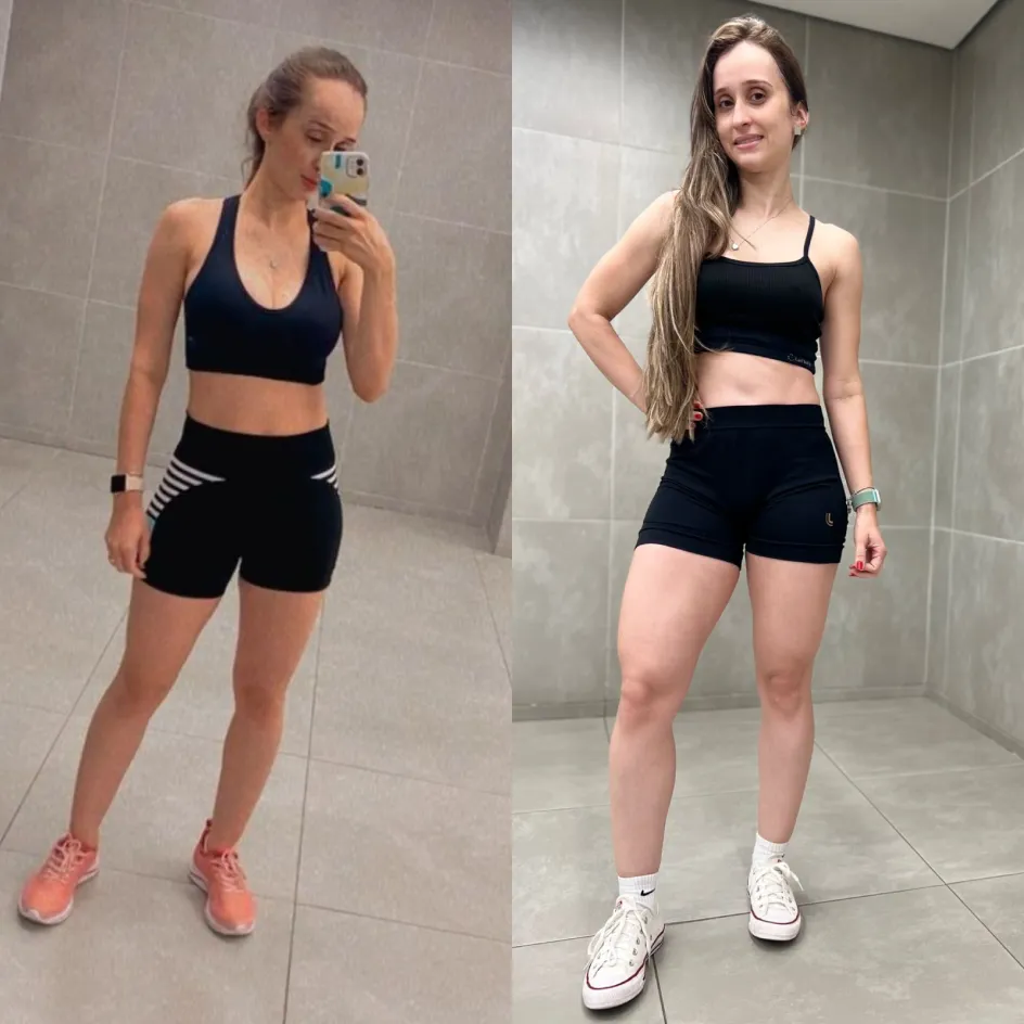 Antes e depois da aluna Maria.
